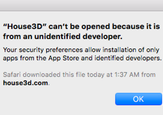 Tôi không cài được ứng dụng House3D trên MacOS